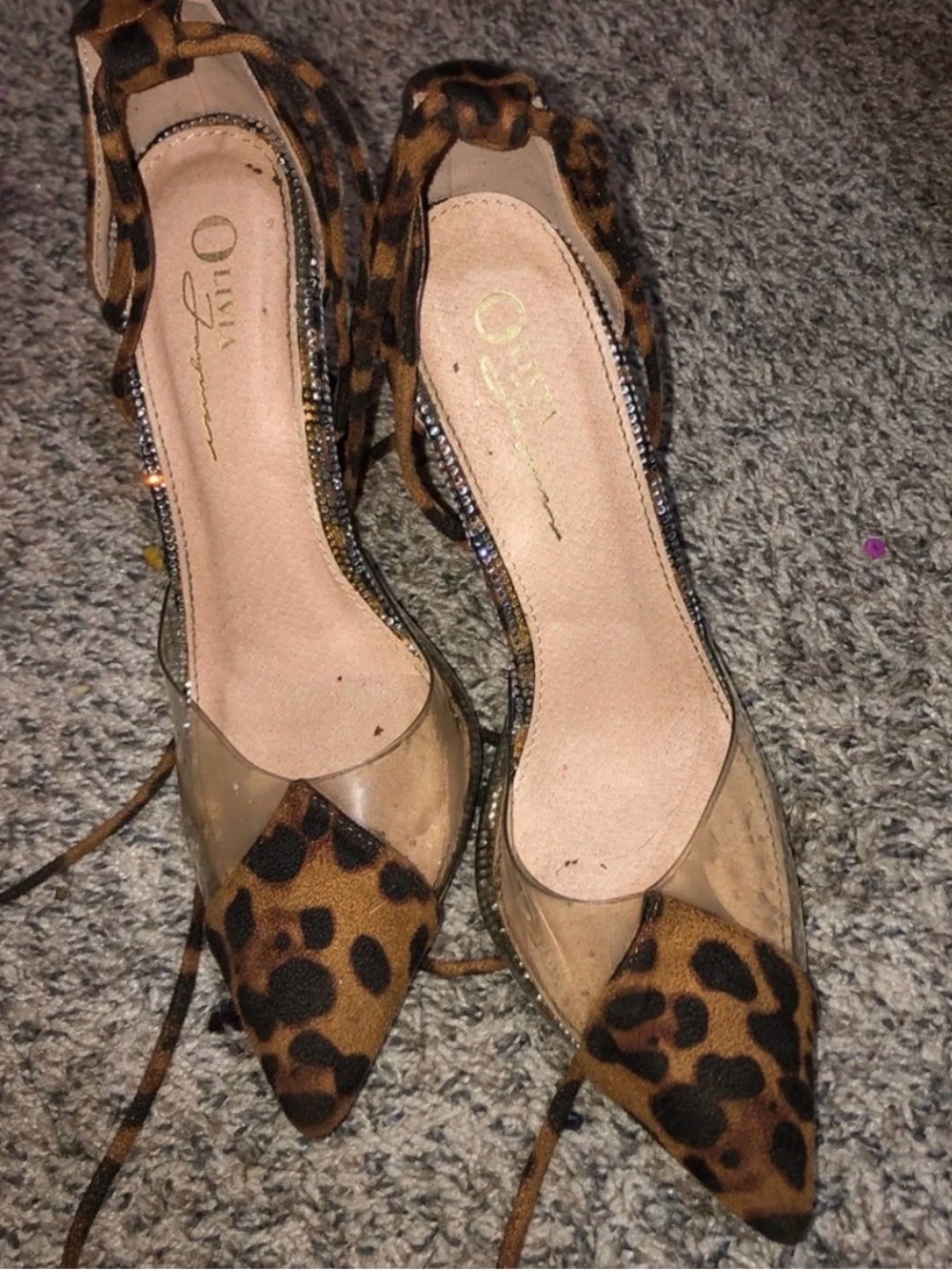 Well worn Leopard Print Pointed-Toe Lace-Up high heels - Brown/Black